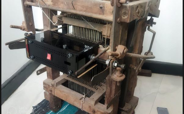 A budding tecnopreneur from Salem with his Novatex Electrical Cylinder set to digitize ‘handloom’