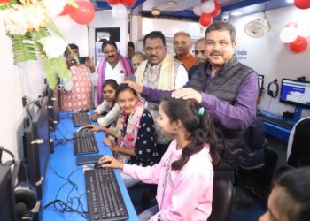 Dharmendra Pradhan flags off ‘Kaushal Rath’ a bus providing skills on wheels, in Odisha