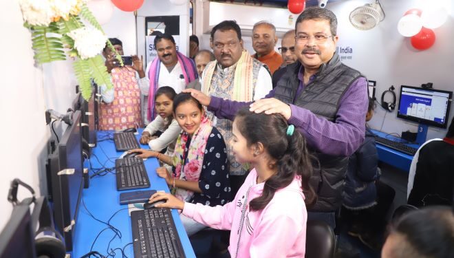 Dharmendra Pradhan flags off ‘Kaushal Rath’ a bus providing skills on wheels, in Odisha