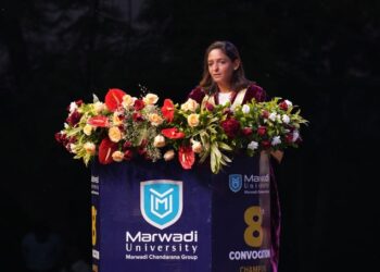 Harmanpreet Kaur addresses Marwadi University graduands at the 8th Convocation Ceremony
