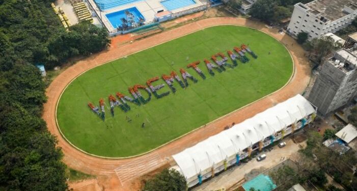 SRMIST attempts World Record with ‘Vande Mataram’ Formation with 3,032 Participants